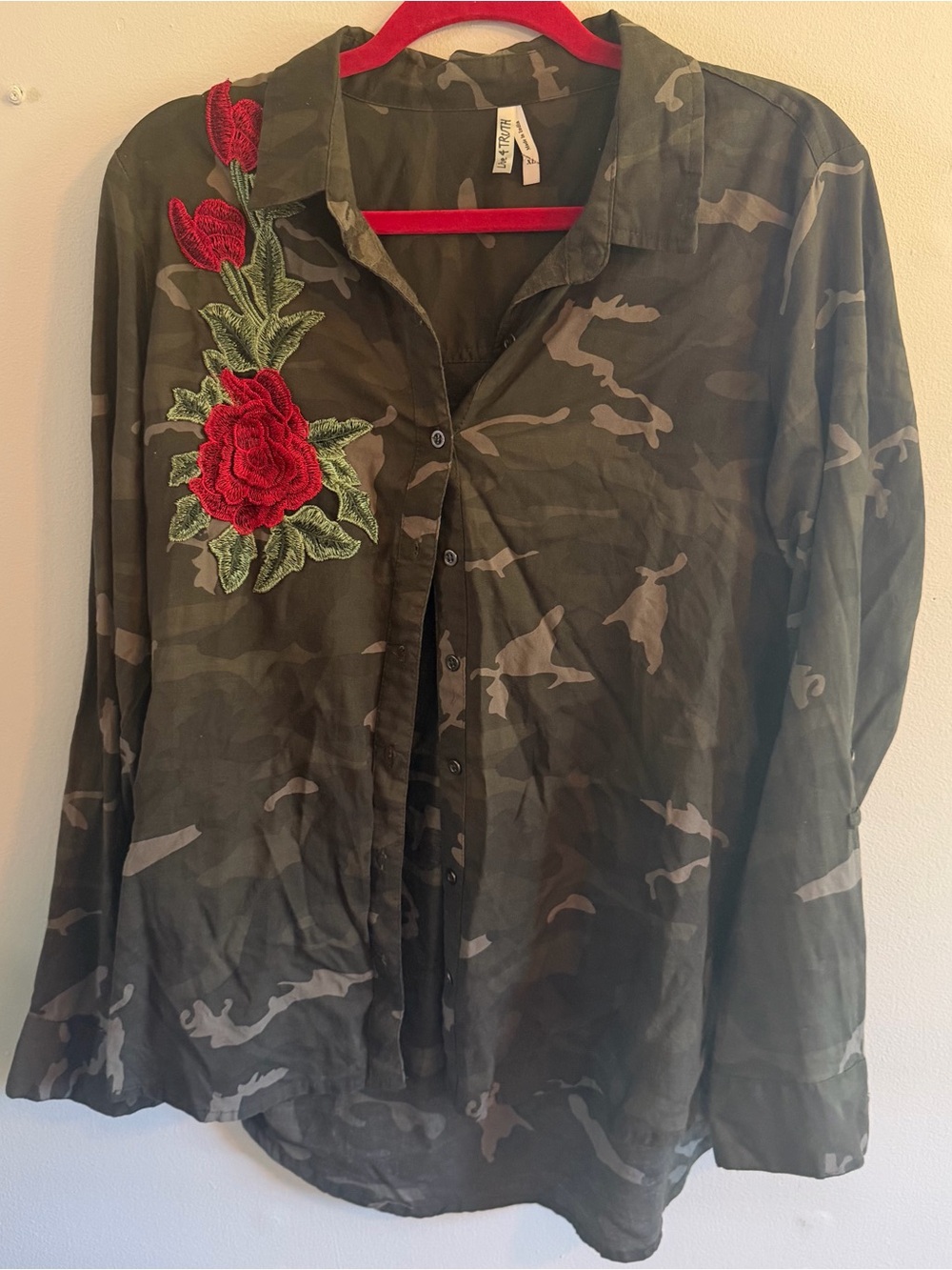 Live 4 Truth Olive Camo Top with Red Trim